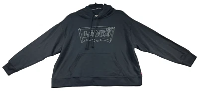 Suéter Levis Mujer Talla Grande 1x Negro Logo Levis Bolsillo Manga Larga Sudadera con Capucha Nuevo Foto 1 de 4