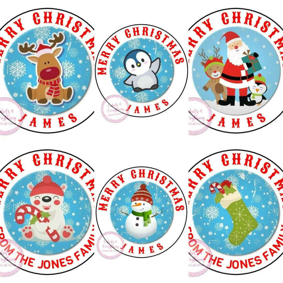 LABELS4EVERYTHING Personalised Christmas Stickers Father Xmas Santa Labels Tags Sweet Cones Hamper