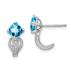 Lex & Lu 14k White Gold Blue Topaz and Diamond Earrings LAL939 - Picture 1 of 3