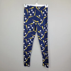 Baseball Bat And Ball Polyester Spandex Ankle Leggings Extra Plus Size - Picture 1 of 6