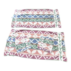 Wamsutta Jacquard Bath Towels Wash Cloth Set 2ea 100% Cotton Southwest Geometric - Picture 1 of 5