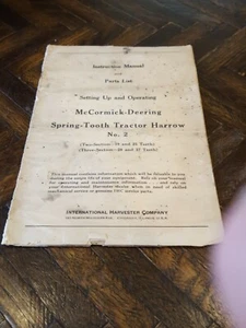 1947 McCormick Deering Instruction Manual Spring Tooth Tractor Harrow #2 Farmall - Picture 1 of 4