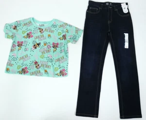 Girls 2 Pc L.O.L. Surprise! Short Sleeve Tee Blue Denim Slim Fit Jeans Sz 14 NEW - Picture 1 of 4