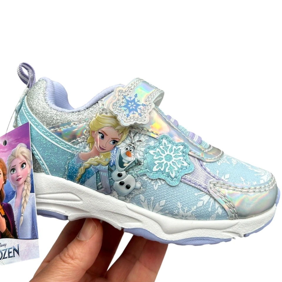 Zapatillas sin cordones Disney Frozen para niñas pequeñas talla 7-9 plateadas/azul claro Foto 1 de 4