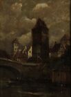 Clearance Sale to Collect Painting Signed Maj German City River Bridge