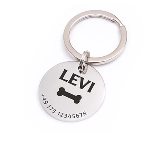 Hundemarke mit Gravur Edelstahl 25mm, Dogtag Anhänger Hunde, Welpe & Katzen - Bild 1 von 24