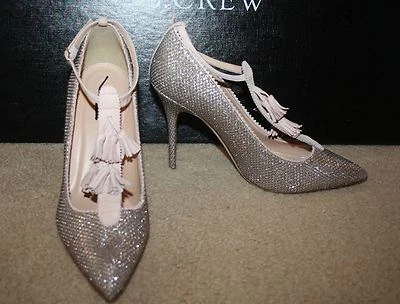 BOMBAS J.CREW ROXIE GLITTER CON BORLA DE GAMUZA TALLA 10M ORO PÁLIDO BRILLO E7583 Foto 1 de 4