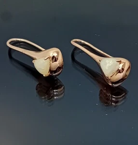18K Rose Gold Filled Stunning Italian Simulated Opal 18ct GF Drop Earrings 25mm - Picture 1 of 10