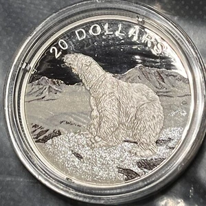 2017 CANADA $20 SCINTILLANTE ORSO POLARE NORD 9999 SCATOLA A PROVA ARGENTO COA #640 - Foto 1 di 10