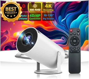 Mini Projector 4K 1080P WiFi 6 BT 5.2 Android 11 Home Outdoor Movie Theater - Picture 1 of 12