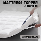 Mattress Topper 4" Inch Deep Luxury Soft Hotel Quality Microfiber All Sizes 10cm