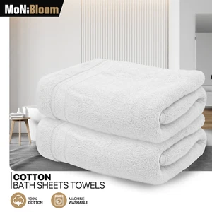 2 Pcs Absorbent 35"x70" Bath Sheet Luxury 100% Cotton Extra Large Bath Towel Set - Picture 1 of 12