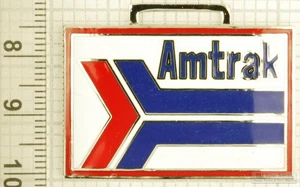 Black leather strap pocket watch fob, silver-plated Amtrak Railroad logo shield - Bild 1 von 2