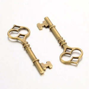 Skeleton Key, Santa,Wedding,Love. Antique Bronze,Pendants 60x21x4mm, Hole 4mm - Picture 1 of 2