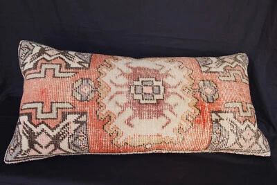 Vintage rug pillow, 16x32 pillow,Lumbar pillow, Handmade pillow,Throw rug pillow - Image 1 of 4