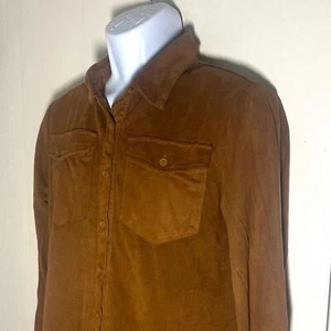 Boohoo Man Tan Suedette Button Up Shirt (sz M) - Picture 1 of 2