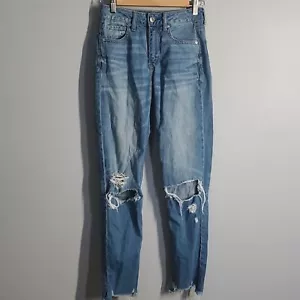American Eagle jeans women's size 00 Long 00L light blue hi-rise tomgirl - Picture 1 of 15