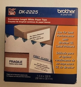 Brother Printer Continuous Length White Paper Tape (DK2225) 1.5 in x 100 ft - Picture 1 of 4