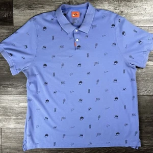 Nike Men’s Polo Shirt Tennis Theme Size XL Bluish Purple - Picture 1 of 11
