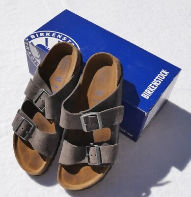 EEUC LN Birkenstock 亚利桑那凉鞋 EU 39 灰褐色麂皮绒女式 8-8.5 男式 6-6.5 — 第 1/4 张图片