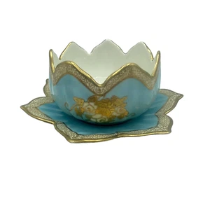 RARE Noritake 'M' Morimura Antique Soup Bowl Underplate Japan Blue Gold Trim HTF - Picture 1 of 14