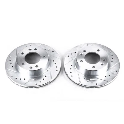 PowerStop Evolution Drilled Slotted Rotors Pair Front For Mazda RX-7 - Image 1 of 3