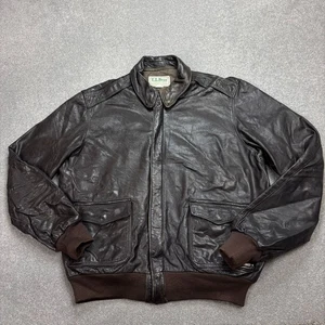 LL Bean Leather Flying Jacket Adult X Large Brown Tiger Aviator Military Men* - Picture 1 of 13