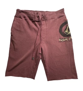 Volcom Shorts Mens Medium Maroon Drawstring Graphic Fleece PacSun Skate Casual - Picture 1 of 13