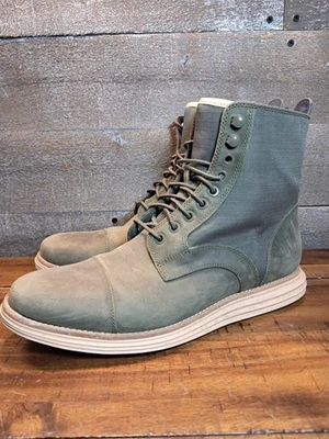 COLE HAAN WATERPROOF LunarGrand Lace Up Boots Green Men's sz 8.5 - Image 1 of 4