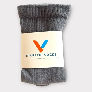 Calcetines de compresión para diabéticos Viasox grises 1 par unisex adulto medianos W5-9/M6-8 nuevos - Imagen 1 de 3