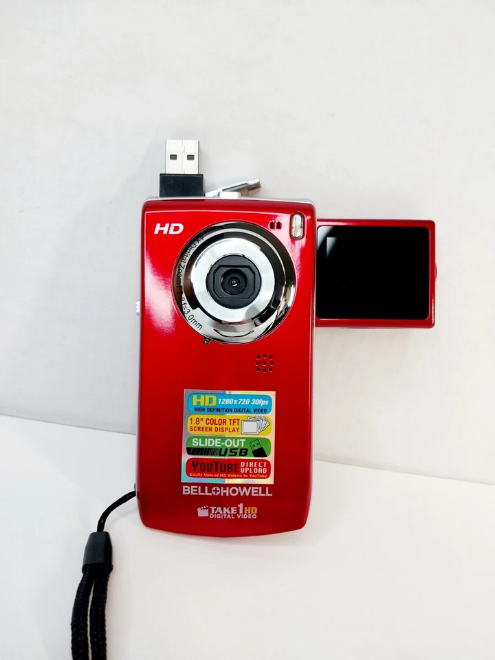 Cámara digital de video y fotografía Bell+Howell☆TAKE 1 HD 5MP con SD DE 2 GB ~ USB plegable nueva en caja Foto 1 de 4