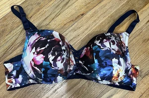 Torrid Womens Plus Size Push Up Plunge Bra Blue Black Floral Size 42B - Picture 1 of 4