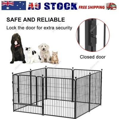 32 Inch 8 Panels Pet Dog Fence Playpen Dog Kennel with Door Outdoor Yard - image 1 of 4