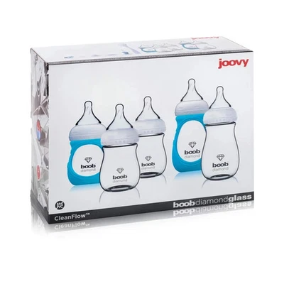 Joovy Boob Diamond Glass Baby Bottle Gift Set 5oz BPA-Free Colic-Proof Brand New Foto 1 de 4