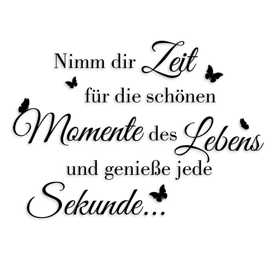 Wandtattoo Zitat Spruch: Zeit Küche Wohnzimmer Deko Aufkleber YX007 Schwarz - Bild 1 von 4