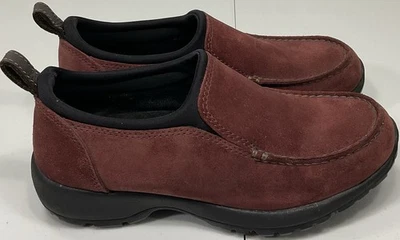 Zapatos cómodos Lands’ End de gamuza sin cordones sin usar, en caja, para mujer 7,5 B de cuero borgoña Foto 1 de 4