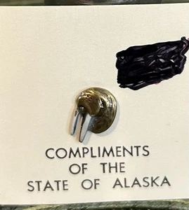 Menge 4 Komplimente des Staates Alaska Walross Tac Anstecknadeln mit Karte Vintage - Bild 1 von 4
