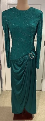 Vogue Designer Original Vintage Emerald Green Formal Dress Gown Small - Image 1 of 4
