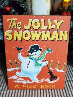 THE CUTEST RETRO VINTAGE STYLE CHRISTMAS THE JOLLY SNOWMAN BOOK WOODEN SIGN - Image 1 of 4