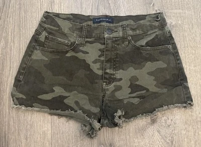 Pantalones Cortos de Jean Aeropostale Aero Cheeky Cortos Dobladillo Crudo Camuflados Junior Para Mujer’s 6 Foto 1 de 4