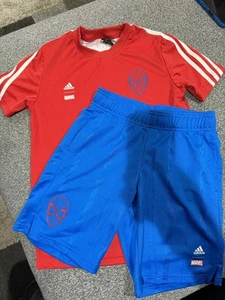 Adidas x Marvel Spider-Man Soccer Jersey & Shorts Set - Size 9-10Y (Small) - Picture 1 of 3