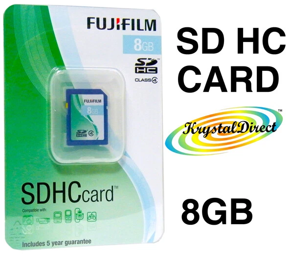 Fujifilm SDHC Memory Card 8GB Class 4 Storing Photos Music Video All Data Files  - Image 1 of 1