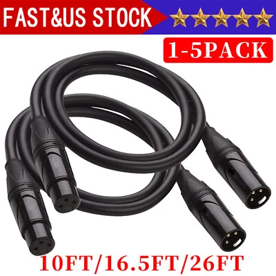 Premium XLR Male to Female All Sizes Microphone Cable Balanced 3 Pin Pro Grade - Image 1 of 4