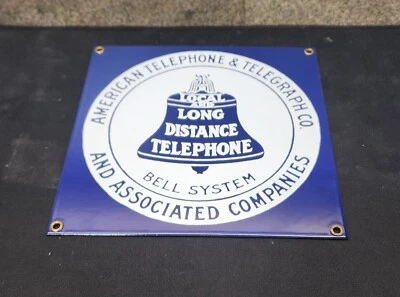 Bell  Telephone & Telegraph Porcelain Sign 8X8 Ande Rooney - Image 1 of 3