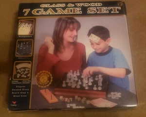 Classic Glassic 7 Game Set CHESS & Checkers With GLASS Board Brand New - Picture 1 of 1