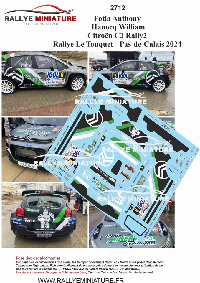 DECALS 1/43 REF 2712 CITROEN C3 FOTIA RALLYE LE TOUQUET 2024 RALLY - Photo 1/1