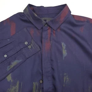 $228 John Varvatos Rodney Twilight Button Up Sport Shirt Mens Size Medium - Picture 1 of 10