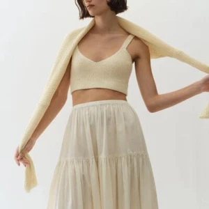 ENZA COSTA Leinen Strick Bralette Crop Top Damen Medium Creme Gelb Stretch Lagenlook - Bild 1 von 14
