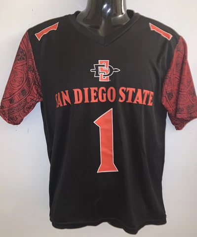 SDSU AZTECS ~ Black & Red Football Jersey Fan Shirt ~ Size M Cover