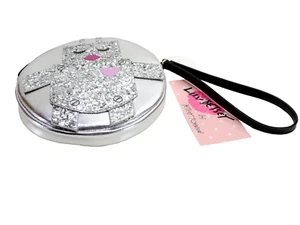 Betsey Johnson Luv Betsey Robot Coin Purse Wristlet Handbag Silver Metallic New! - Picture 1 of 4